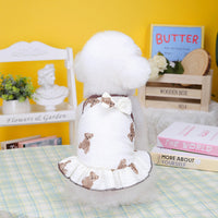 HKM-9907261 Puppy Teddy Small Dog Skirt - Cotton Princess Pet Clothing in Bear and Cherry Colors