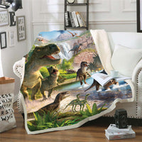 HKM-990739 3D Cartoon Dinosaur Soft Office Blanket in Multiple Sizes
