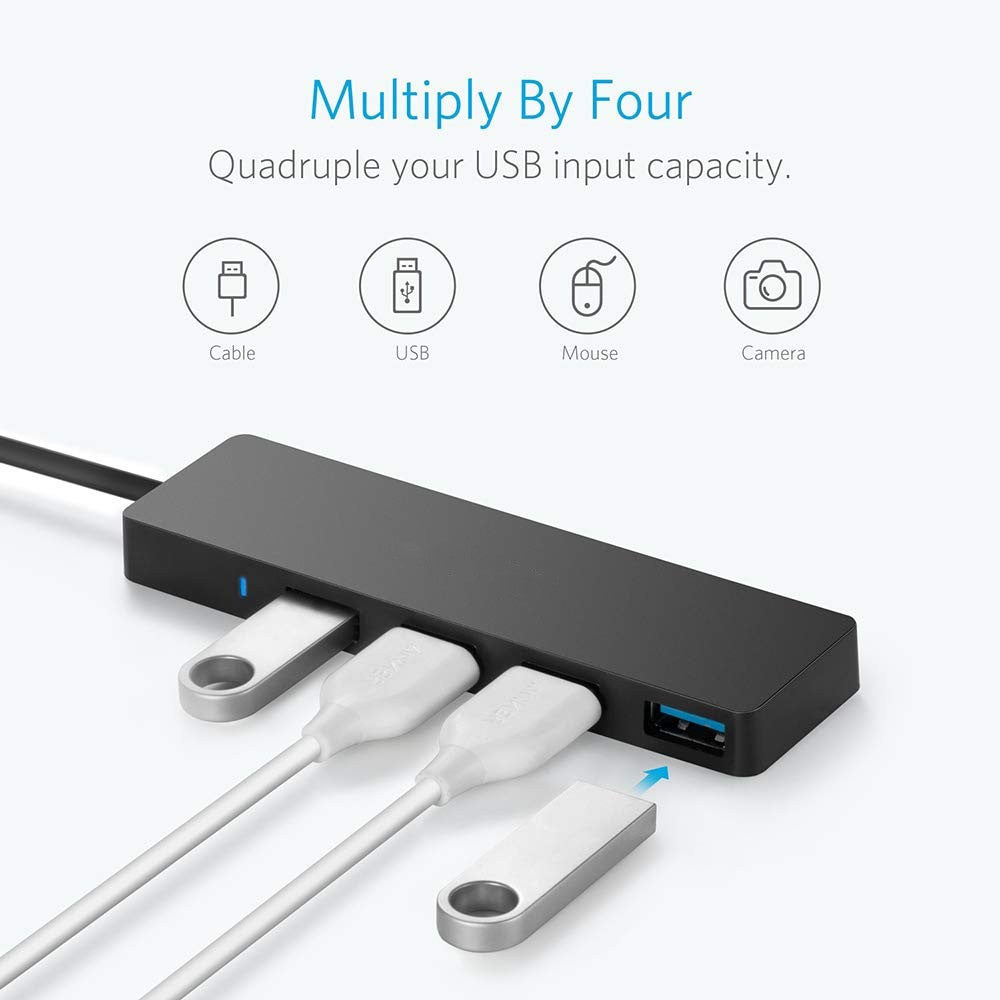 HKM-990803 4-Port USB 3.0 High-Speed Hub with Overload Protection and LED Status Indicator