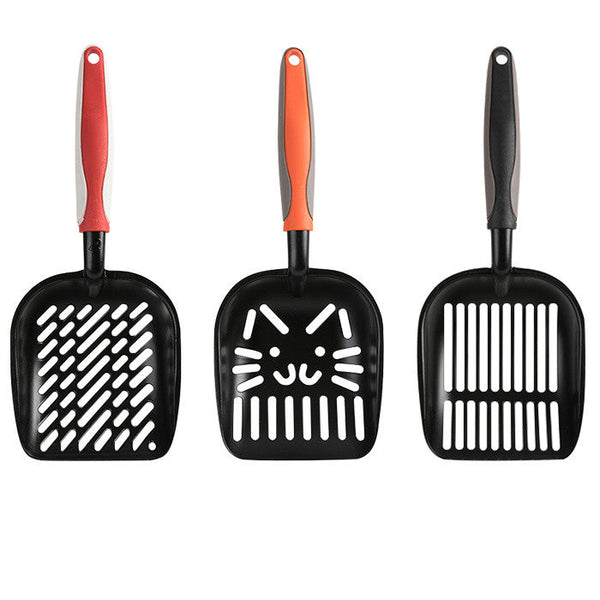 HKM-9908285 Extra Large Black Coated Aluminum Alloy Cat Litter Shovel with Various Hole Types for Efficient Cleaning