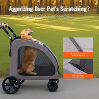 HKM-9908925 4-Wheel Pet Stroller with 160 lbs Capacity, Durable Alloy Frame, and Flexible Large Wheels