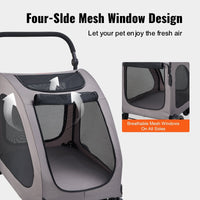 HKM-9908925 4-Wheel Pet Stroller with 160 lbs Capacity, Durable Alloy Frame, and Flexible Large Wheels