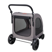 HKM-9908925 4-Wheel Pet Stroller with 160 lbs Capacity, Durable Alloy Frame, and Flexible Large Wheels