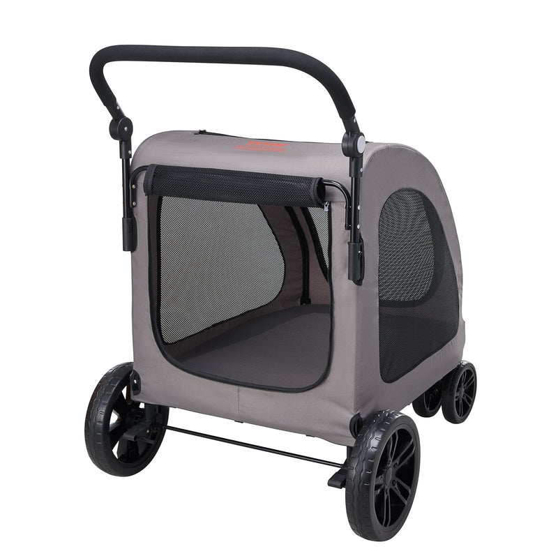 HKM-9908925 4-Wheel Pet Stroller with 160 lbs Capacity, Durable Alloy Frame, and Flexible Large Wheels