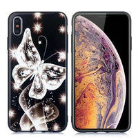HKM-990995 Diamond-Studded Silicone Protective Phone Case with Butterfly Design for Apple Models