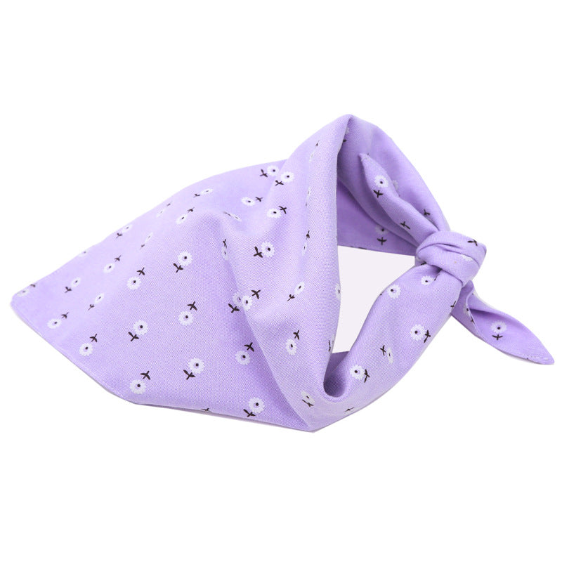 HKM-9910077 Cotton Triangle Dog Scarf - Adjustable Size Pet Saliva Towel for Stylish Comfort