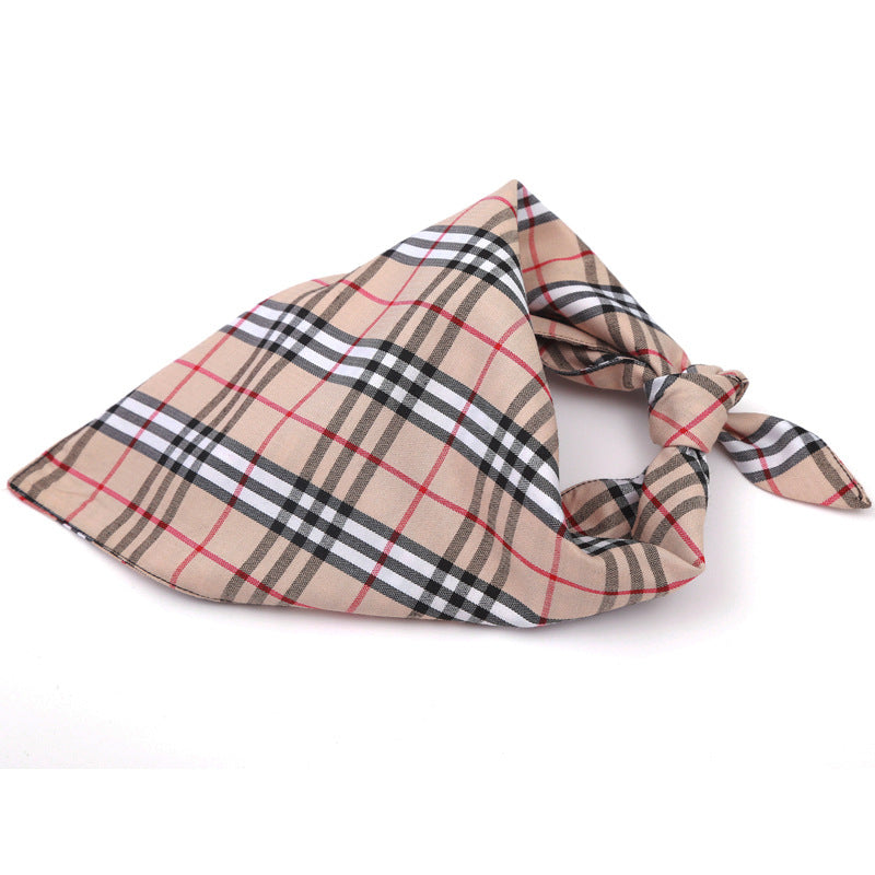 HKM-9910077 Cotton Triangle Dog Scarf - Adjustable Size Pet Saliva Towel for Stylish Comfort