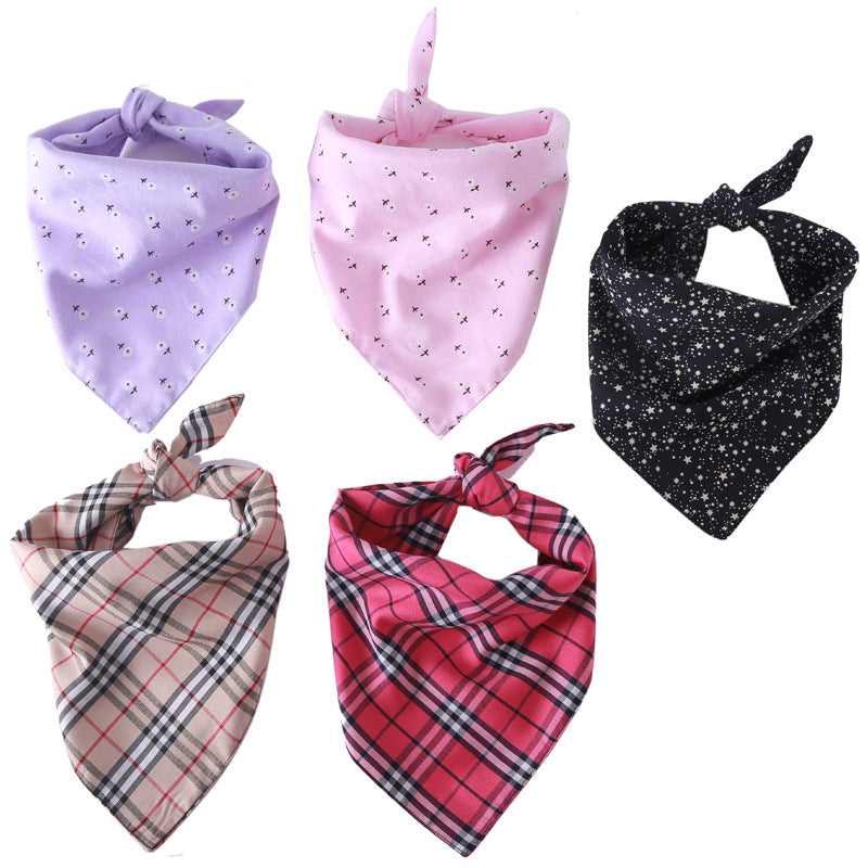 HKM-9910077 Cotton Triangle Dog Scarf - Adjustable Size Pet Saliva Towel for Stylish Comfort