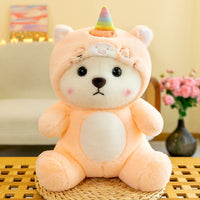 HKM-9912125 Colorful Strawberry Bear Plush Doll for Teens Aged 7-14, Soft and Cute Comfort Toy