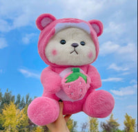 HKM-9912125 Colorful Strawberry Bear Plush Doll for Teens Aged 7-14, Soft and Cute Comfort Toy