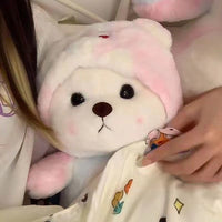 HKM-9912125 Colorful Strawberry Bear Plush Doll for Teens Aged 7-14, Soft and Cute Comfort Toy