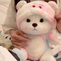 HKM-9912125 Colorful Strawberry Bear Plush Doll for Teens Aged 7-14, Soft and Cute Comfort Toy