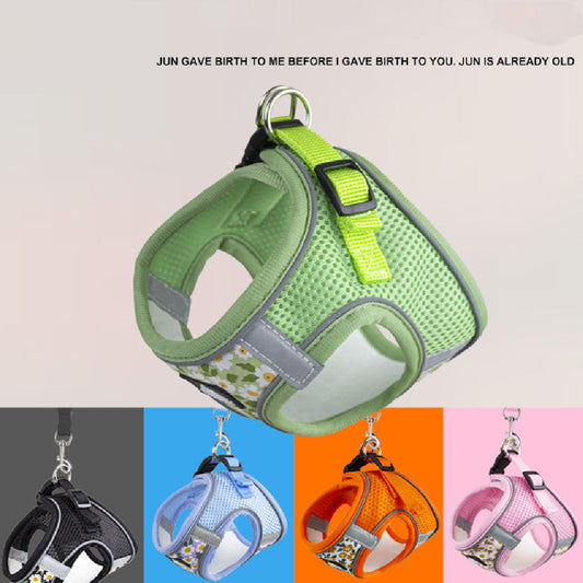 HKM-991251 Breathable Dog and Cat Rope Leash with Anti-Break Chest Strap