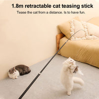 HKM-9913277 Extendable 180cm Cat Toy Stick with Feather Replacement Head and Bells