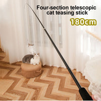 HKM-9913277 Extendable 180cm Cat Toy Stick with Feather Replacement Head and Bells
