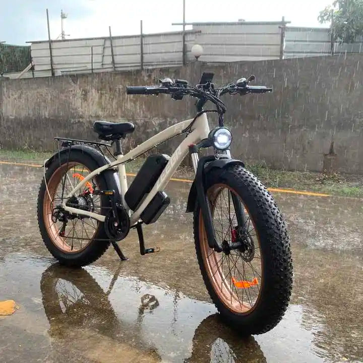 HKM-991443 1000W Electric Dirt Bike with 48V Battery and 7-Speed Gears, Aluminum Alloy Frame, Hydraulic Disc Brakes, and 26" Fat Tires