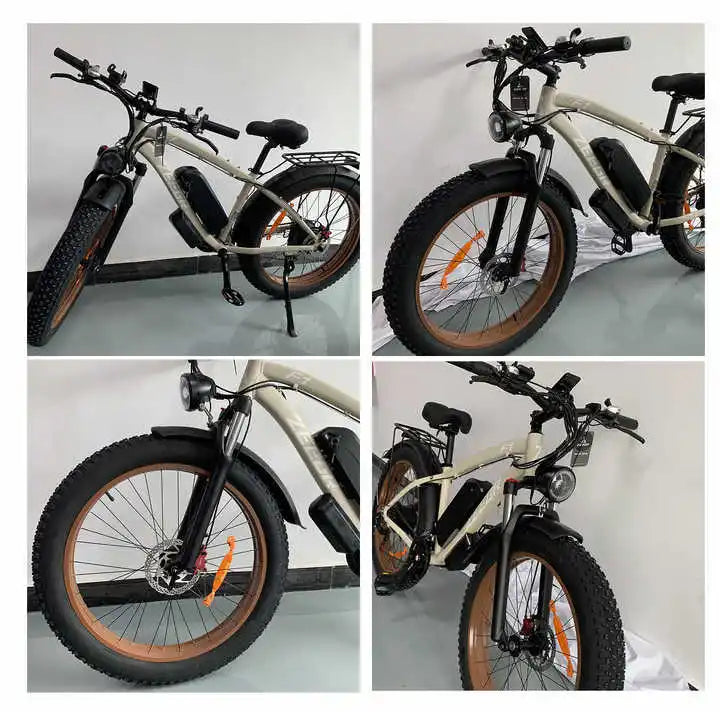 HKM-991443 1000W Electric Dirt Bike with 48V Battery and 7-Speed Gears, Aluminum Alloy Frame, Hydraulic Disc Brakes, and 26" Fat Tires