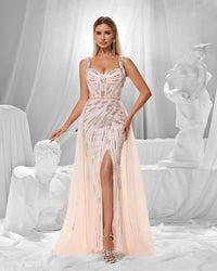 HKM-991443 Elegant Pink Evening Dress for Women - Style EZ25156