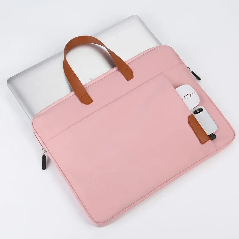 HKM-991443 Oxford 15.6 Inch Laptop Briefcase - Portable PU Leather Shoulder Bag with Plush Lining