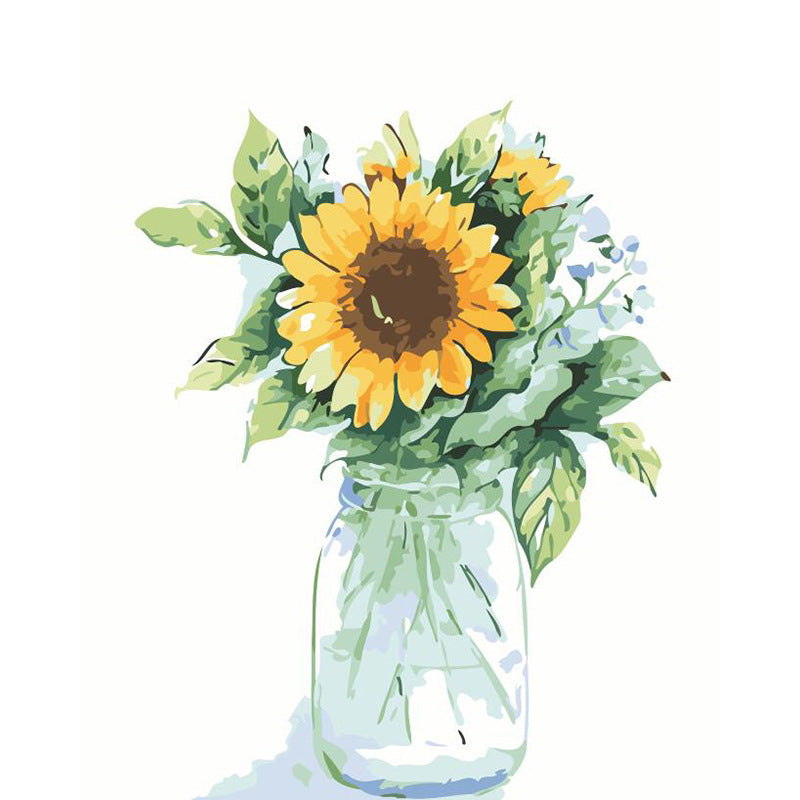 HKM-991571 Bottle of Sunflower Digital Oil Painting - Romanticism Canvas Art 40x50cm