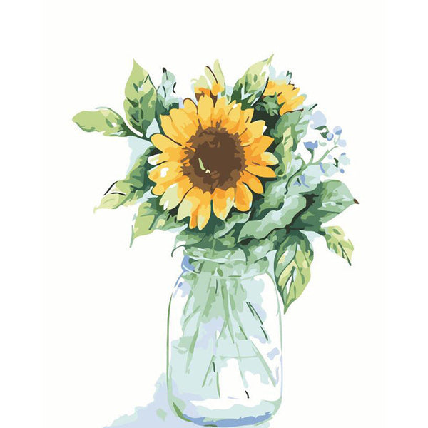 HKM-991571 Bottle of Sunflower Digital Oil Painting - Romanticism Canvas Art 40x50cm