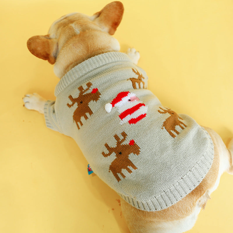 HKM-9916221 Cozy Elk Design Acrylic Sweater for Pets – Casual Holiday Attire