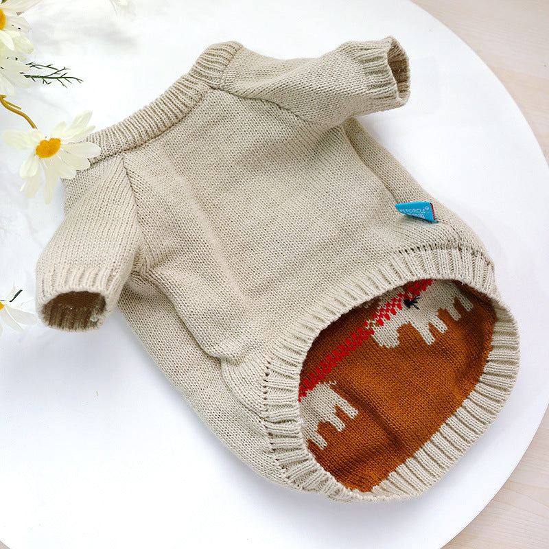 HKM-9916221 Cozy Elk Design Acrylic Sweater for Pets – Casual Holiday Attire