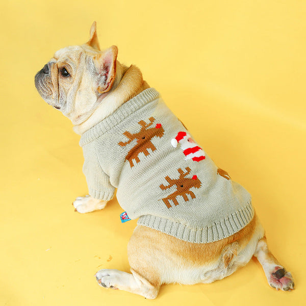 HKM-9916221 Cozy Elk Design Acrylic Sweater for Pets – Casual Holiday Attire