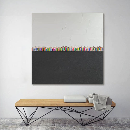HKM-991827 Modern Hand-Painted Abstract Acrylic Wall Art on Canvas for Home Decor
