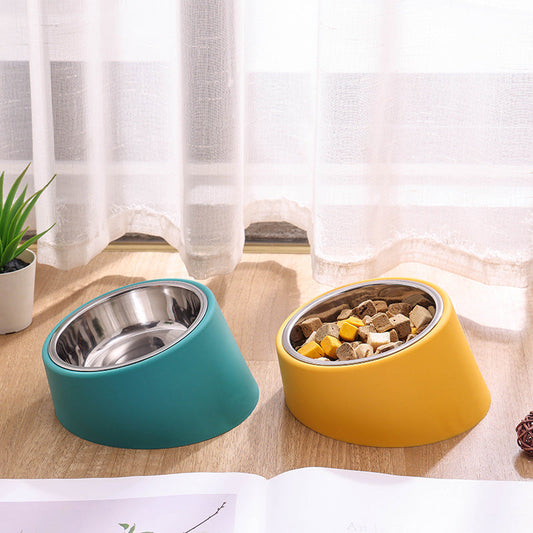 HKM-9918397 Plus-sized Deep Pet Bowl with Neck Protection Design - Available in Various Colors and Stainless Steel Options
