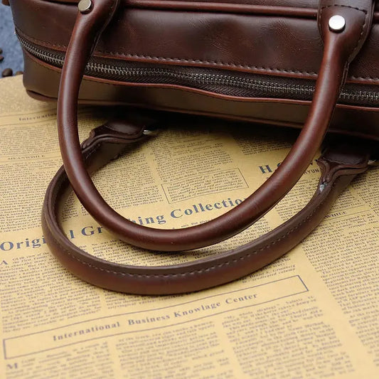 HKM-991955 Retro One Shoulder Messenger Bag - Heavy Duty Waxed Cotton Canvas with Leather Accents