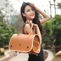 HKM-9920445 One-Shoulder Leather Pet Carry Bag - 37cm x 18cm x 23cm Portable Design