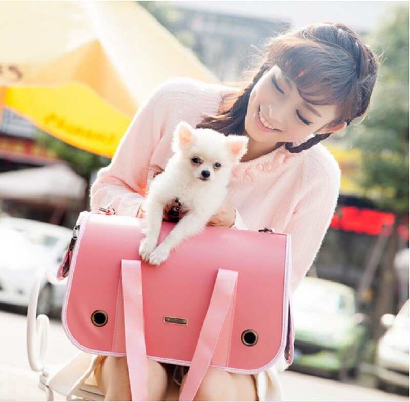 HKM-9920445 One-Shoulder Leather Pet Carry Bag - 37cm x 18cm x 23cm Portable Design