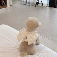 HKM-9920829 Plush Dog Harness with Bow - Autumn and Winter Apparel in Peach Pink and Creamy White