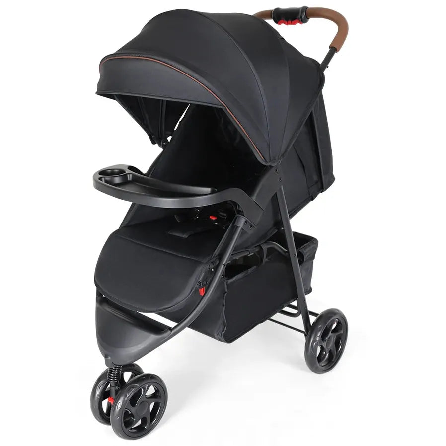 HKM-992083 Lightweight 3-Wheel Foldable Baby Stroller with Car Seat, 3-in-1 Jogger Pram Trolley