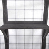 HKM-9921853 Spacious Grey Cat Cage with Outdoor Sun Roof and Elevated Platforms