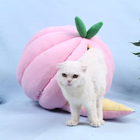 HKM-9922237 Cozy Winter Cuddle Cave for Cats and Small Dogs - Pumpkin Design, Machine Washable