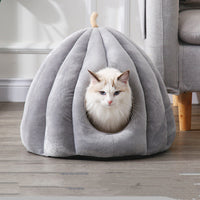 HKM-9922237 Cozy Winter Cuddle Cave for Cats and Small Dogs - Pumpkin Design, Machine Washable