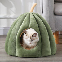 HKM-9922237 Cozy Winter Cuddle Cave for Cats and Small Dogs - Pumpkin Design, Machine Washable