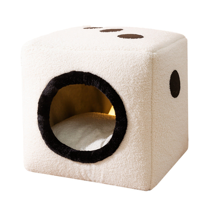 HKM-9924029 Cozy Teddy Plush Dog Kennel for Autumn and Winter - Small to Large Sizes Available