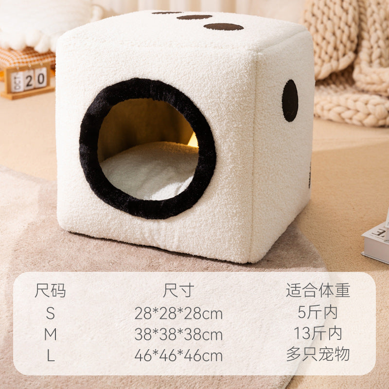 HKM-9924029 Cozy Teddy Plush Dog Kennel for Autumn and Winter - Small to Large Sizes Available