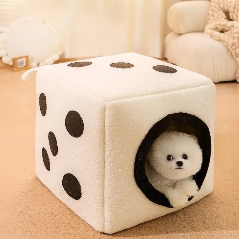 HKM-9924029 Cozy Teddy Plush Dog Kennel for Autumn and Winter - Small to Large Sizes Available