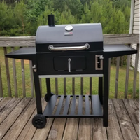 HKM-992403 Outdoor Charcoal Barbecue Grill with Smoker, Perfect for Cooking and Entertaining