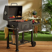 HKM-992403 Outdoor Charcoal Barbecue Grill with Smoker, Perfect for Cooking and Entertaining