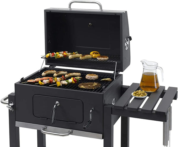 HKM-992403 Outdoor Charcoal Barbecue Grill with Smoker, Perfect for Cooking and Entertaining