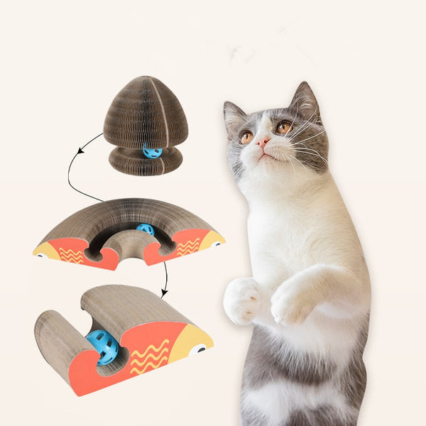 HKM-9924157 Magic Accordion Cat Scratch Board with Changeable Track Balls - Arch Bridge Design