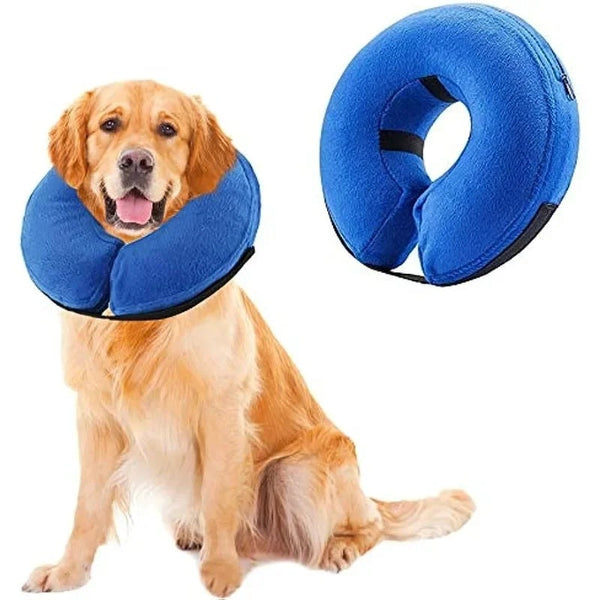 HKM-9925437 Inflatable Protective Dog Collar for Post-Surgery Recovery - Soft Cone for Small to Large Pets