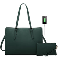 HKM-992595 15.6 Inch Laptop Tote Bag for Women - Stylish PU Leather Handbag for Work and Daily Use