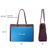HKM-992595 15.6 Inch Laptop Tote Bag for Women - Stylish PU Leather Handbag for Work and Daily Use