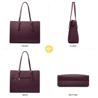 HKM-992595 15.6 Inch Laptop Tote Bag for Women - Stylish PU Leather Handbag for Work and Daily Use